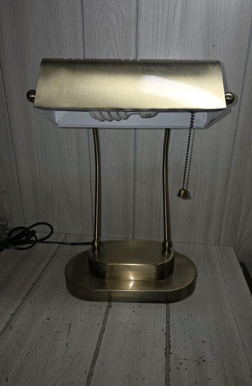 Vintage Brass Bankers Lamp MCM Contemporary Industrial Adjustable Regency French